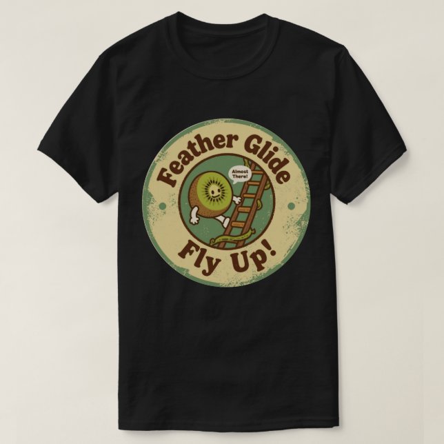 Feather Glide Fly Up Kiwi Climbing Fun T-Shirt (Design Front)