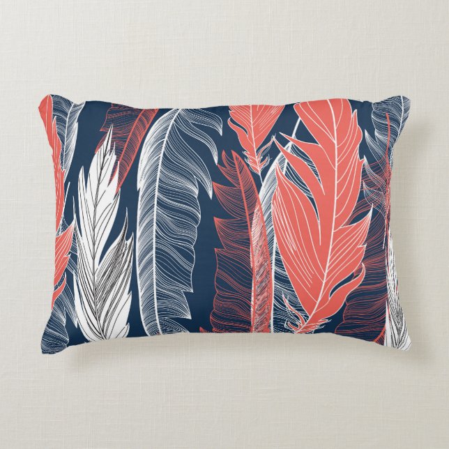 Feather Graphics, Beautiful Seamless Pattern. Decorative Cushion (Front)