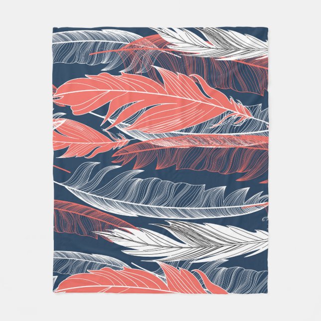 Feather Graphics, Beautiful Seamless Pattern. Fleece Blanket (Front)