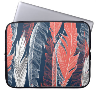Feather Graphics, Beautiful Seamless Pattern. Laptop Sleeve