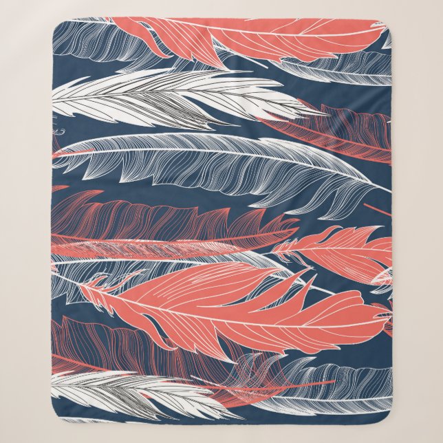 Feather Graphics, Beautiful Seamless Pattern. Sherpa Blanket (Front)