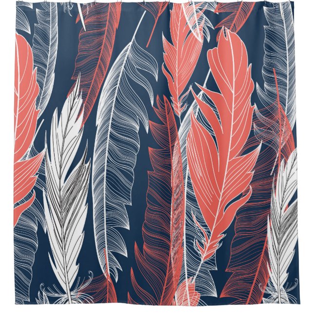 Feather Graphics, Beautiful Seamless Pattern. Shower Curtain (Front)