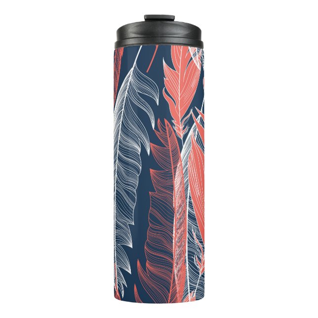 Feather Graphics, Beautiful Seamless Pattern. Thermal Tumbler (Front)