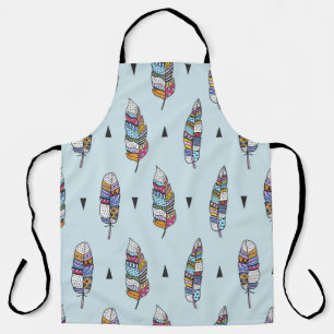 Feather hand drawn vintage pattern. Seamless boho Apron