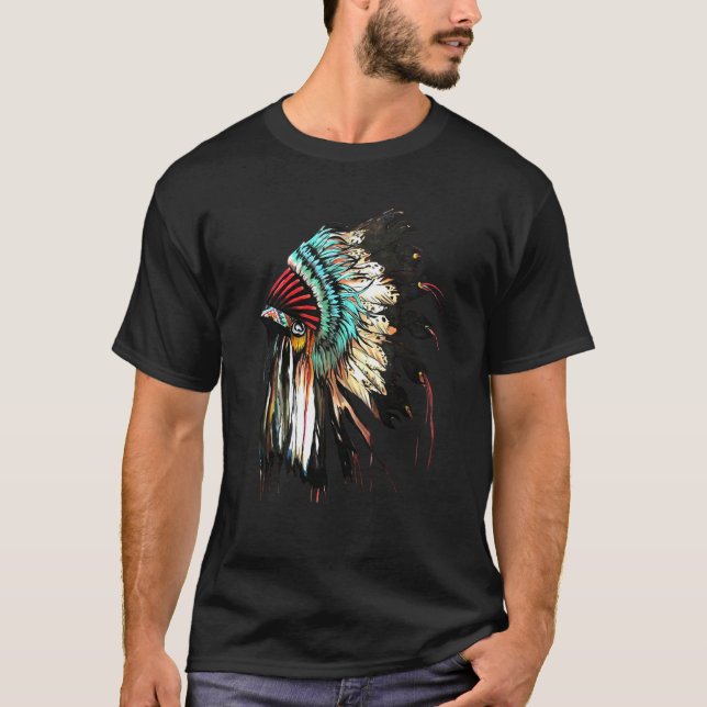 Feather Headdress Native American Indian Headdress T-Shirt (Front)