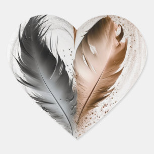 Feather Heart - Sepia Heart Sticker