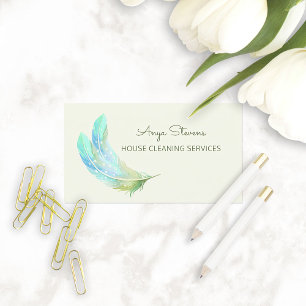 Feather House Cleaning Business Card