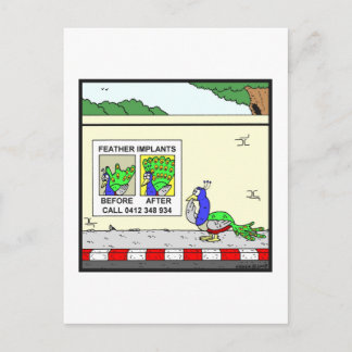 Feather Implants: Peacock cartoon Postcard
