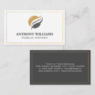 Feather Logo Gold Border Frame Business Card