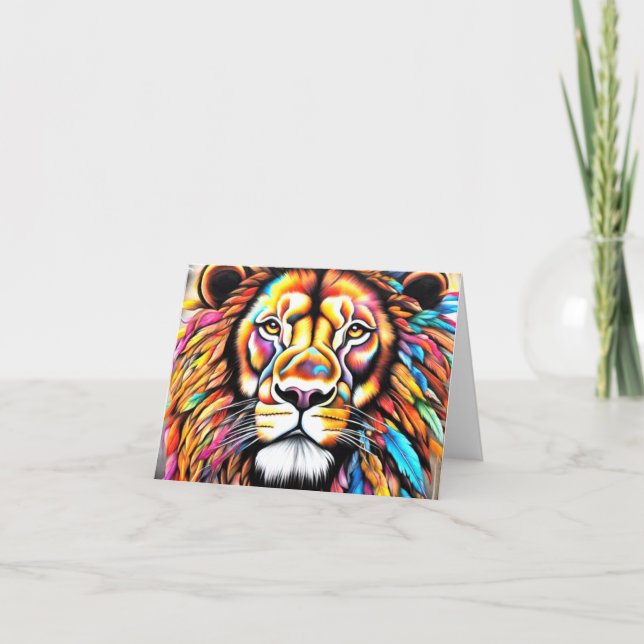 Feather Maned Lion by Lisa-Dawn Designs Birthday Card (Front)
