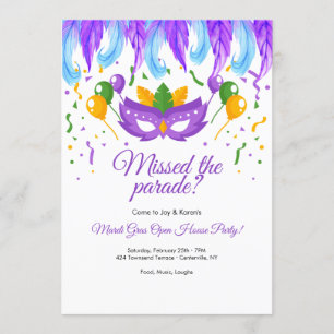 Feather Mask Mardi Gras Party Invitation