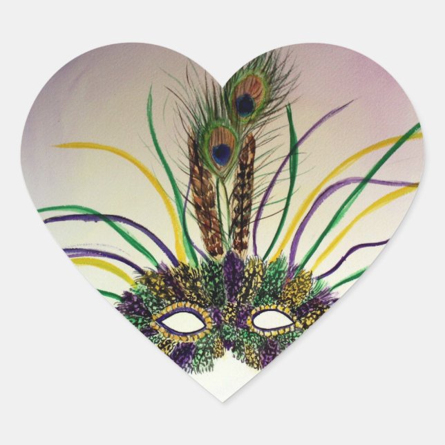 Feather Masquerade Mask Custom Heart Seal Stickers (Front)