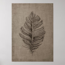 Feather no.2 with Faux Linen Taupe Background