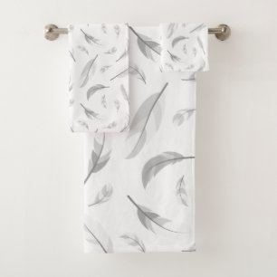 Feather pattern bath towel set