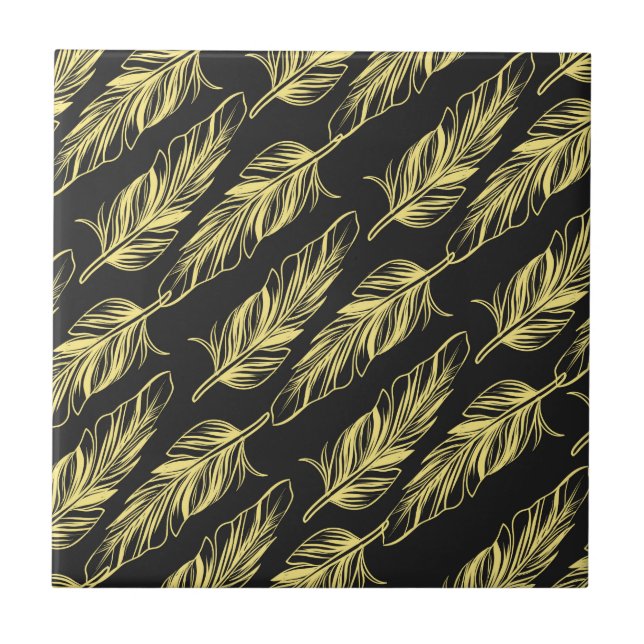 Feather Pattern Ceramic Tile (Front)