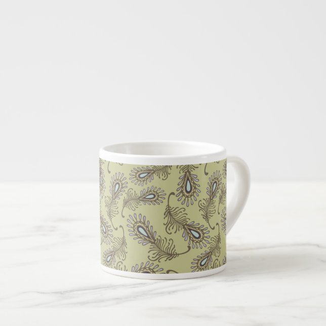 Feather Pattern Espresso Cup (Front Right)