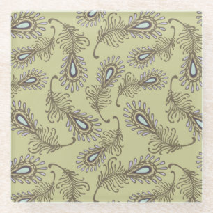 Feather Pattern Glass Coaster
