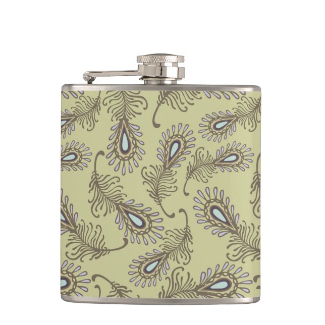 Feather Pattern Hip Flask (Front)