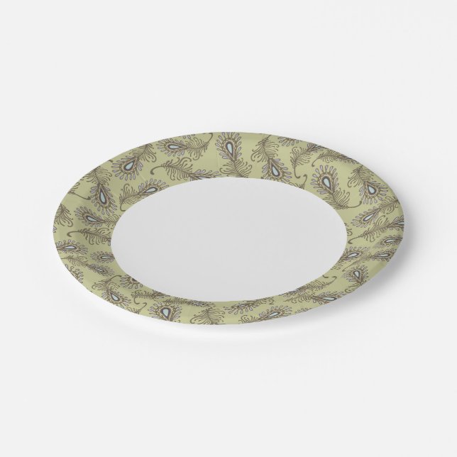 Feather Pattern Paper Plate (Angled)