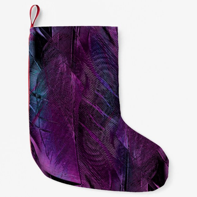 Feather pattern texture form small christmas stocking (Front)