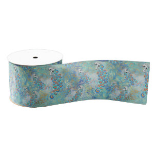Feather peacock grosgrain ribbon