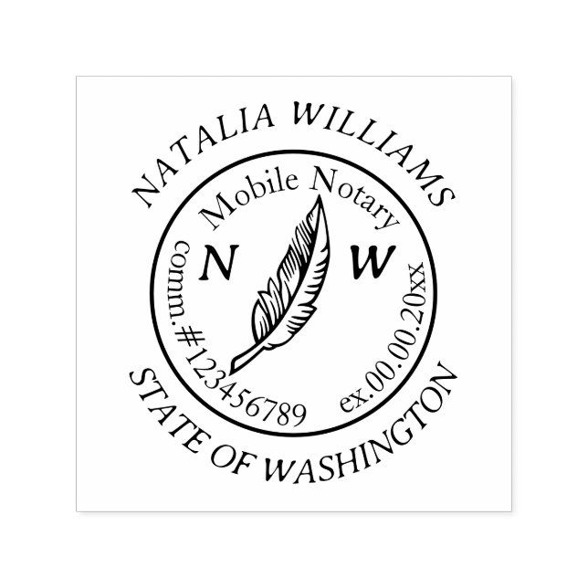 Feather Pen For Notary Logo Self-inking Stamp (Design)