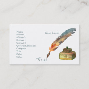 Feather Pen Good Luck Business Card