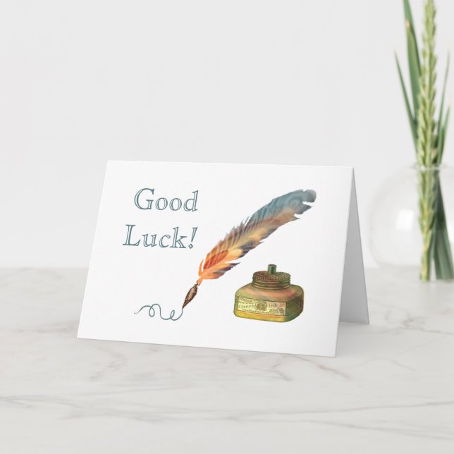 Feather Pen Good Luck Card (Front)