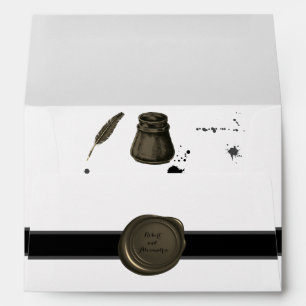 Feather Pen & Inkwell Wedding Envelope