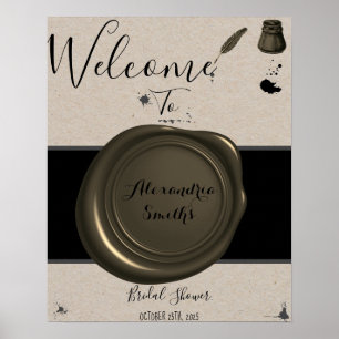 Feather Pen & Inkwell Welcome Bridal Shower Sign