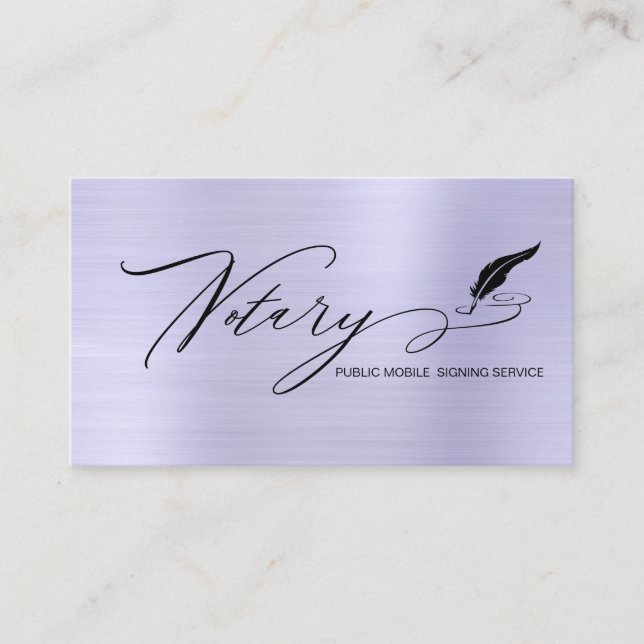 *~* Feather Pen  NOTARY Stamp PHOTO Signing Agent  Business Card (Front)