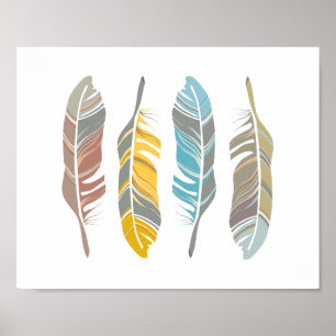 Feather Quartet Art Print Wall Decor