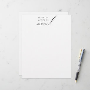 Feather Quill Author Writer Custom Personalised  L Custom Letterhead