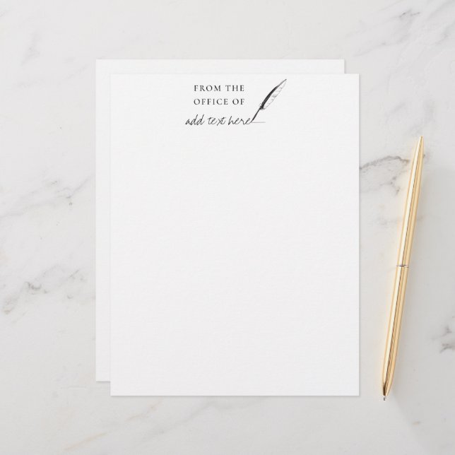 Feather Quill Author Writer Custom Personalised  L Custom Letterhead (Front/Back In Situ)