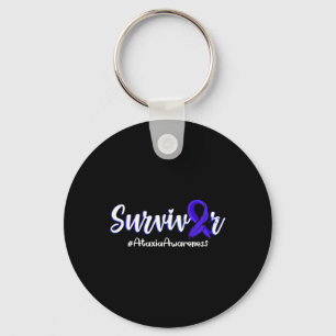 Feather Ribbon Ataxia Awareness Support Gifts Key Ring
