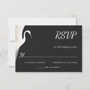 Feather Rustic Asian Sky Fun Cloud Crane Wedding RSVP Card