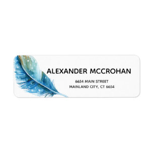 Feather Script Typography Return Address Label