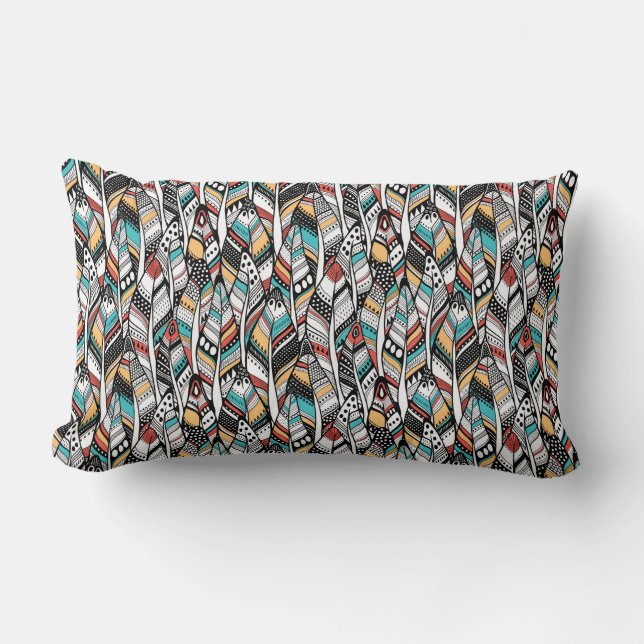 Feather seamless pattern lumbar cushion (Front)