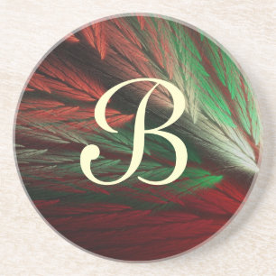 Feather Series-2-Red Green coaster--1 of colours Coaster