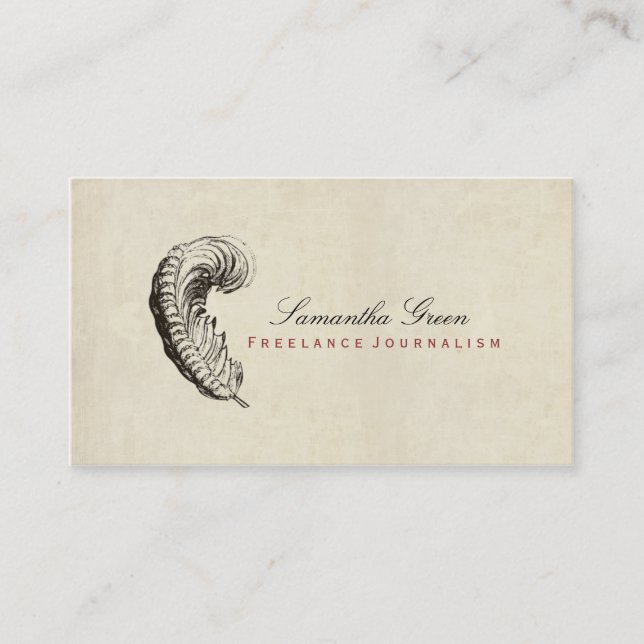 Feather Simple Distressed Vintage Business Card (Front)