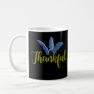 Feather Thankful Grateful Blessed Vibes Thanksgivi Coffee Mug