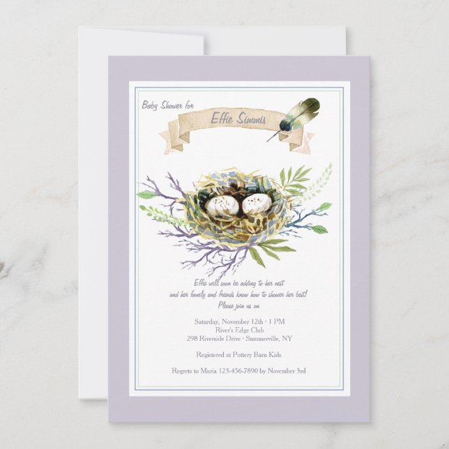 Feather Their Nest Baby Shower Invitation (Front)