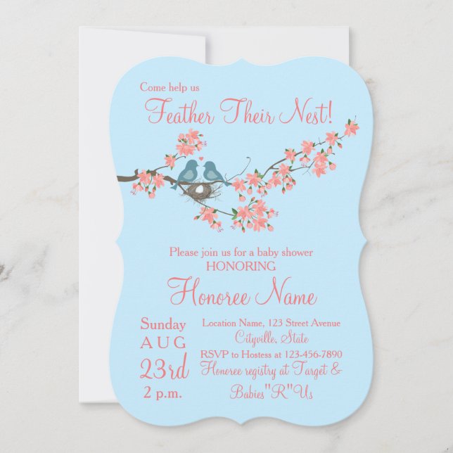 Feather Their Nest Little Birds Shower Invite (Front)