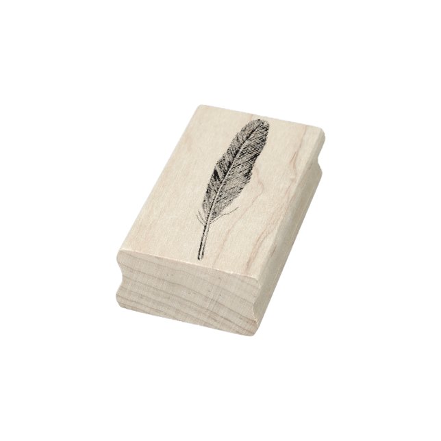 Feather Vintage Illustrated Rubber Art Stamp (Stamp)