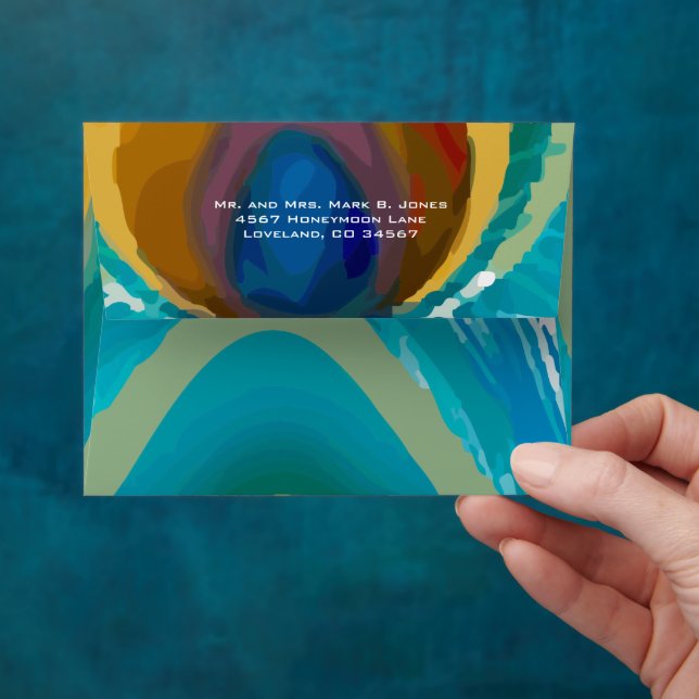 Feather Vintage Peacock Wedding Envelope (Hand)