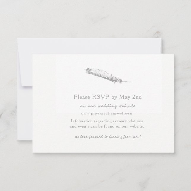Feather Wedding Response Card (Front)
