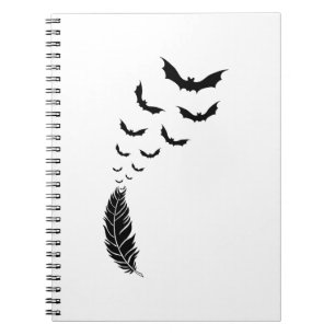 Feather with flying bats notebook