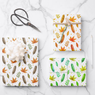 Feather Wrapping Paper Flat Sheet Set of 3