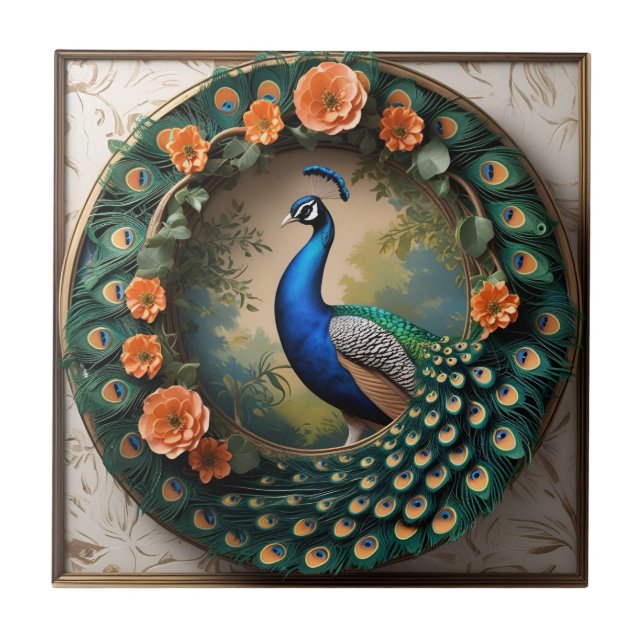 Feathered Bloom Ceramic Tile (Front)
