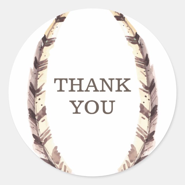 Feathered Border Thank You Stickers (Front)